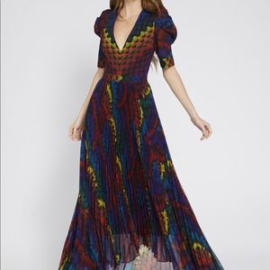 Aice and Olivia Women's Blue Haven Pleated Puff-sleeve High-low Dress